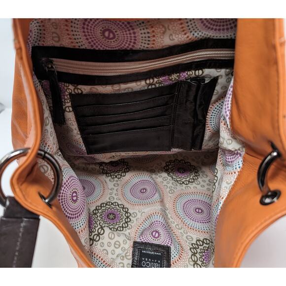 Latico Salmon Espresso Orange Rosie Leather Shoulder Bag Purse - Picture 16 of 16